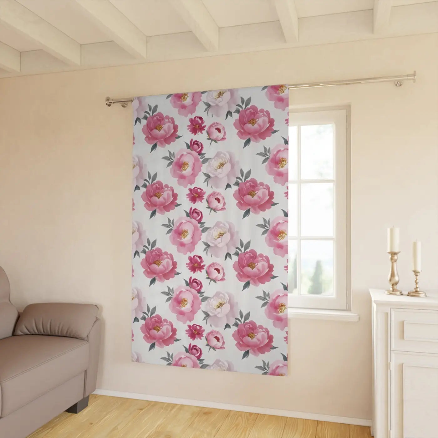 Chic Floral Window Curtain - Vibrant Spring Blooms - DipaliZ
