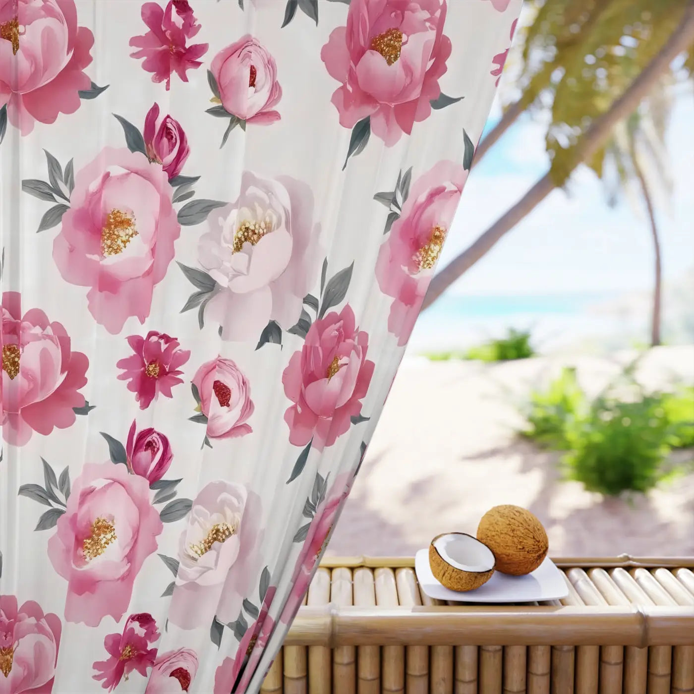 Chic Floral Window Curtain - Vibrant Spring Blooms - DipaliZ