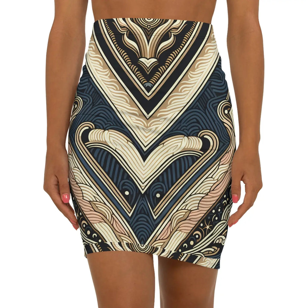 Chic Geometric Pencil Skirt - Stylish Office and Evening Wear - DipaliZ