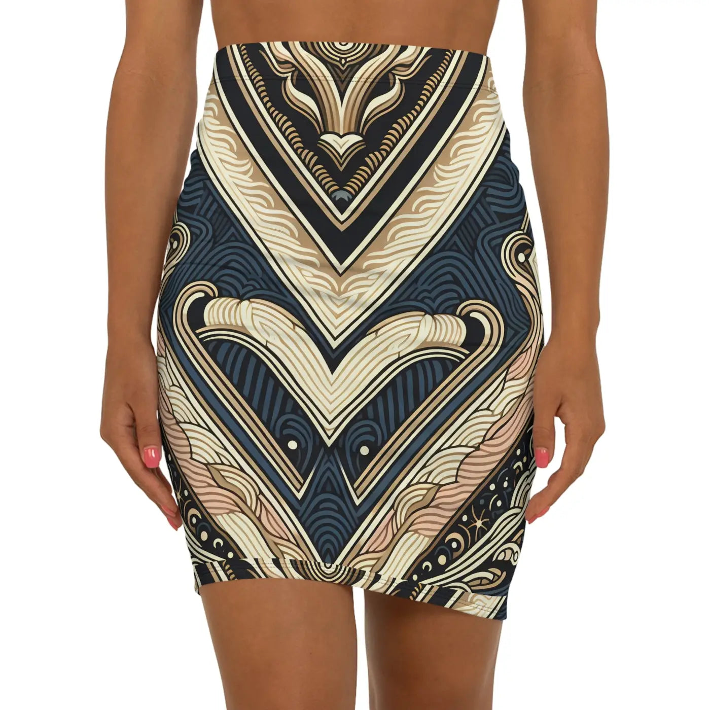 Chic Geometric Pencil Skirt - Stylish Office and Evening Wear - DipaliZ