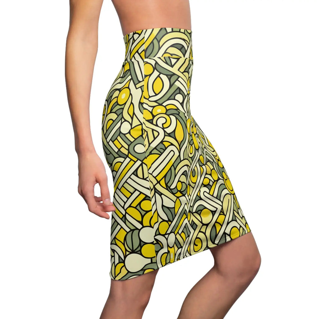 Geometric Print Pencil Skirt - Bold Chic Design - DipaliZ