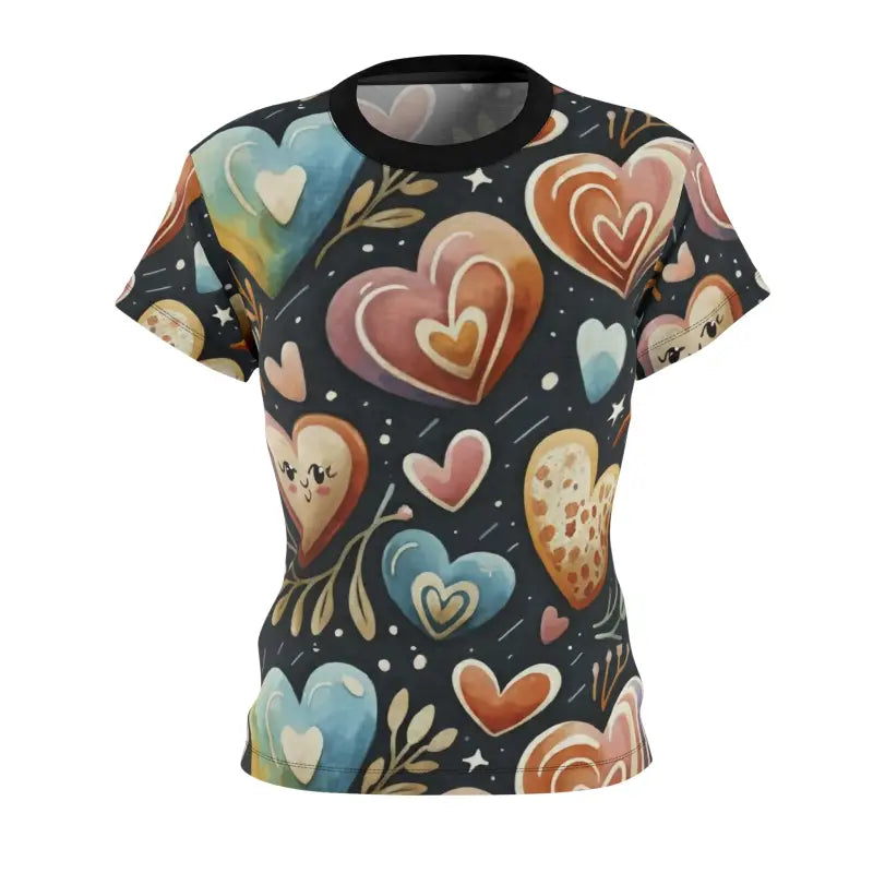 Heart Pattern Women's Sew Tee - Polyester Comfort - DipaliZ