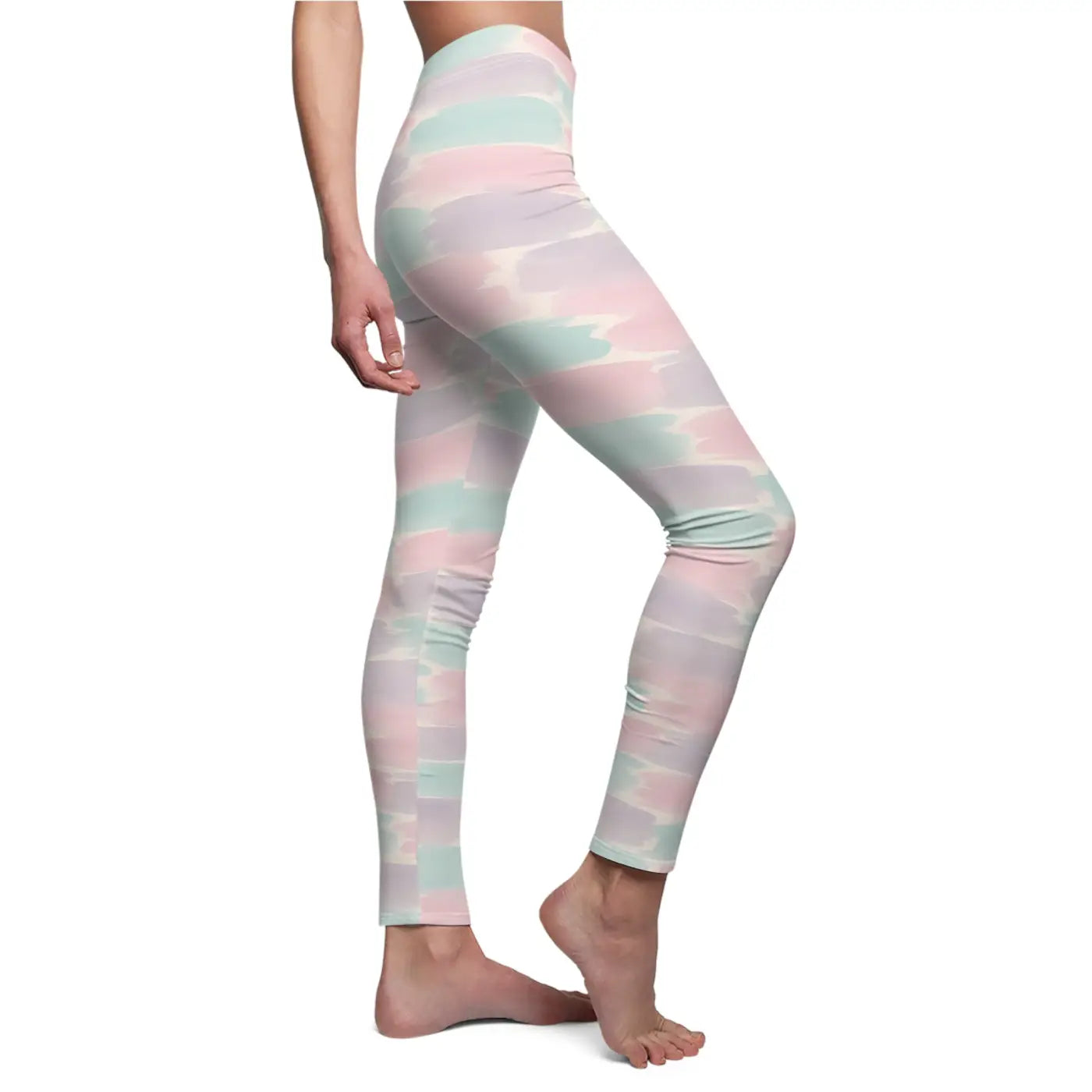 Chic Pastel Brushstroke Leggings - Trendy Activewear - DipaliZ