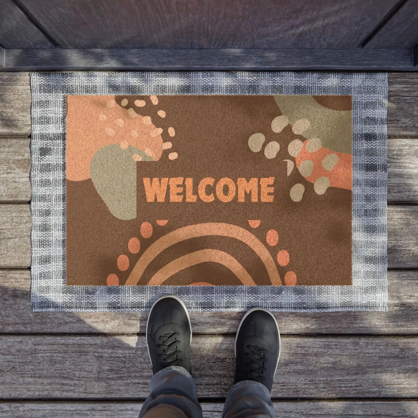 Decorative Entryway Rug - Bold Geometric Earth Tones - DipaliZ