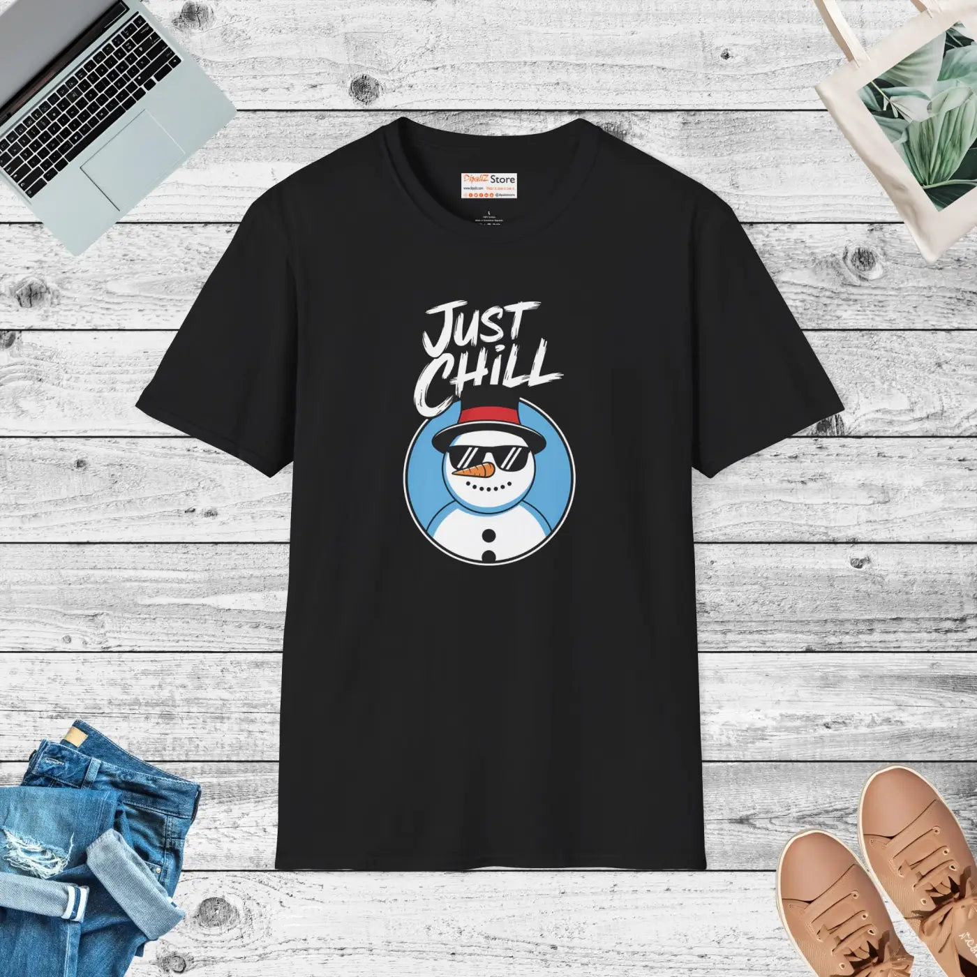 Chill Snowman T-Shirt - Softstyle Unisex Quirky Style - DipaliZ