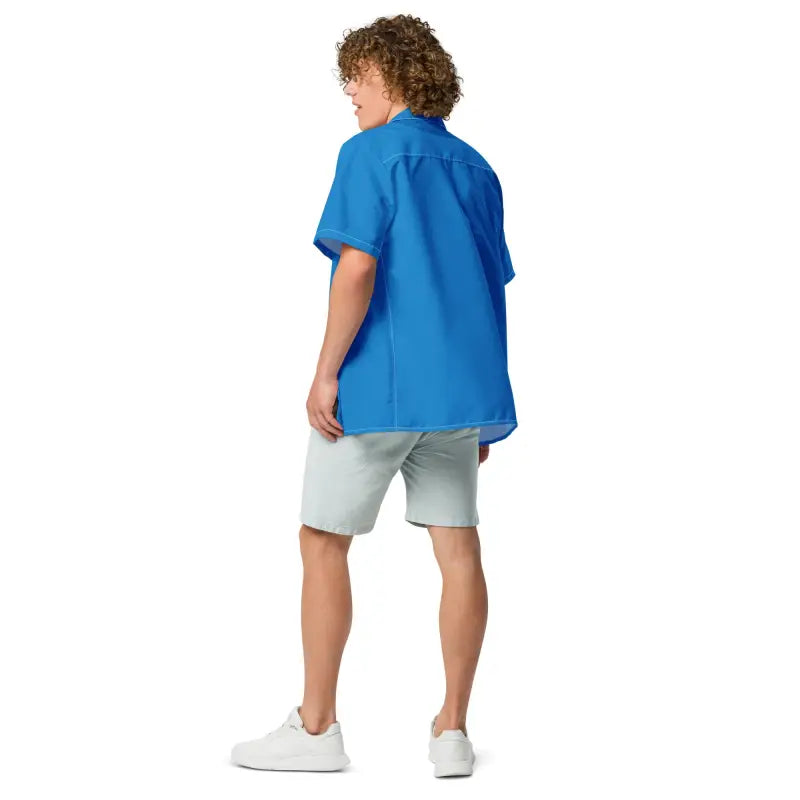 Blue Button Shirt - Moisture Wicking Monkey Pocket - DipaliZ