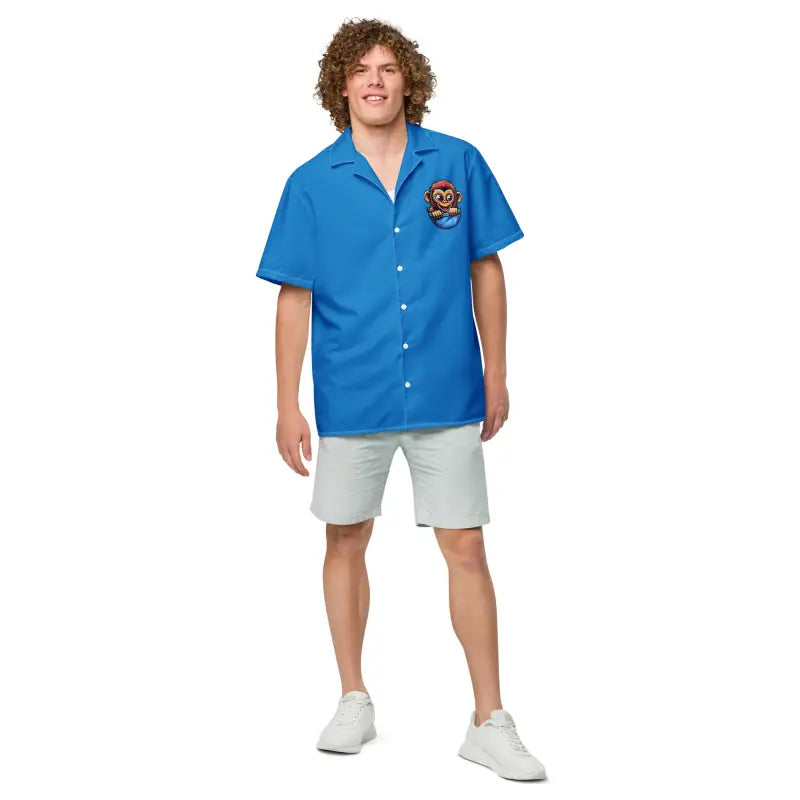 Blue Button Shirt - Moisture Wicking Monkey Pocket - DipaliZ