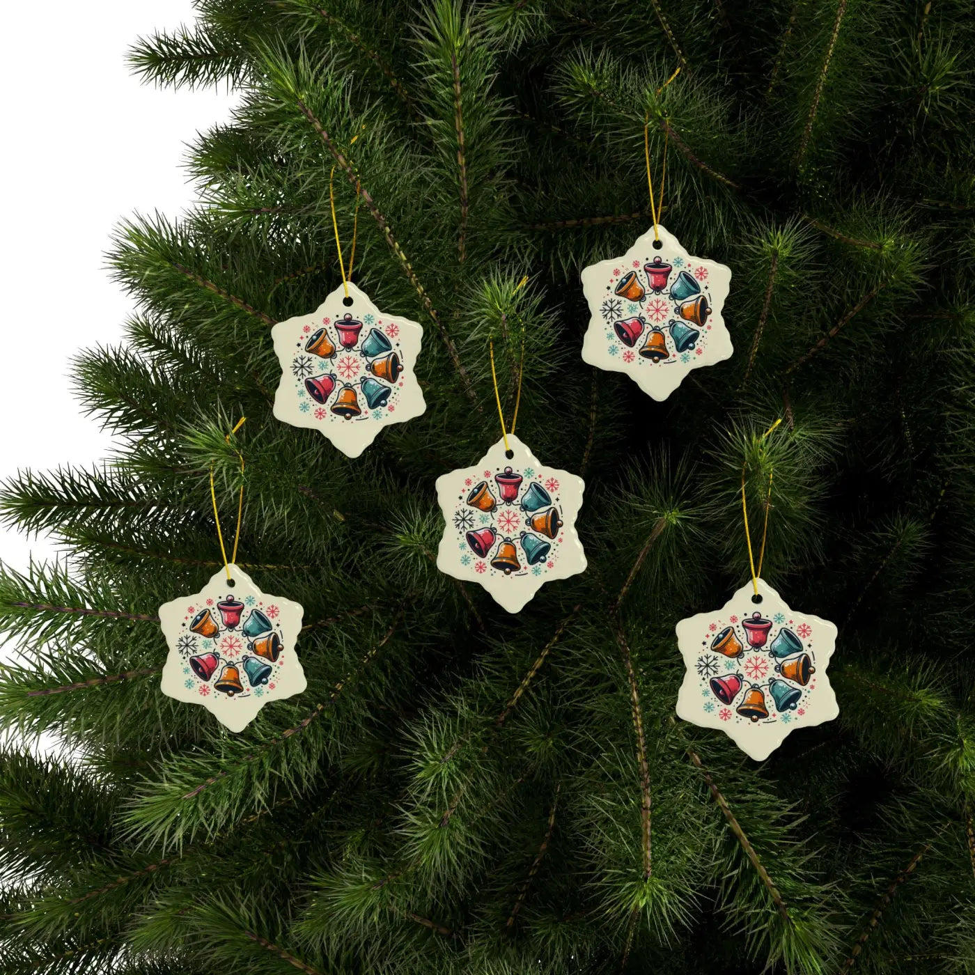 Festive Christmas Bells - Stylish Shapes Ceramic Set - DipaliZ