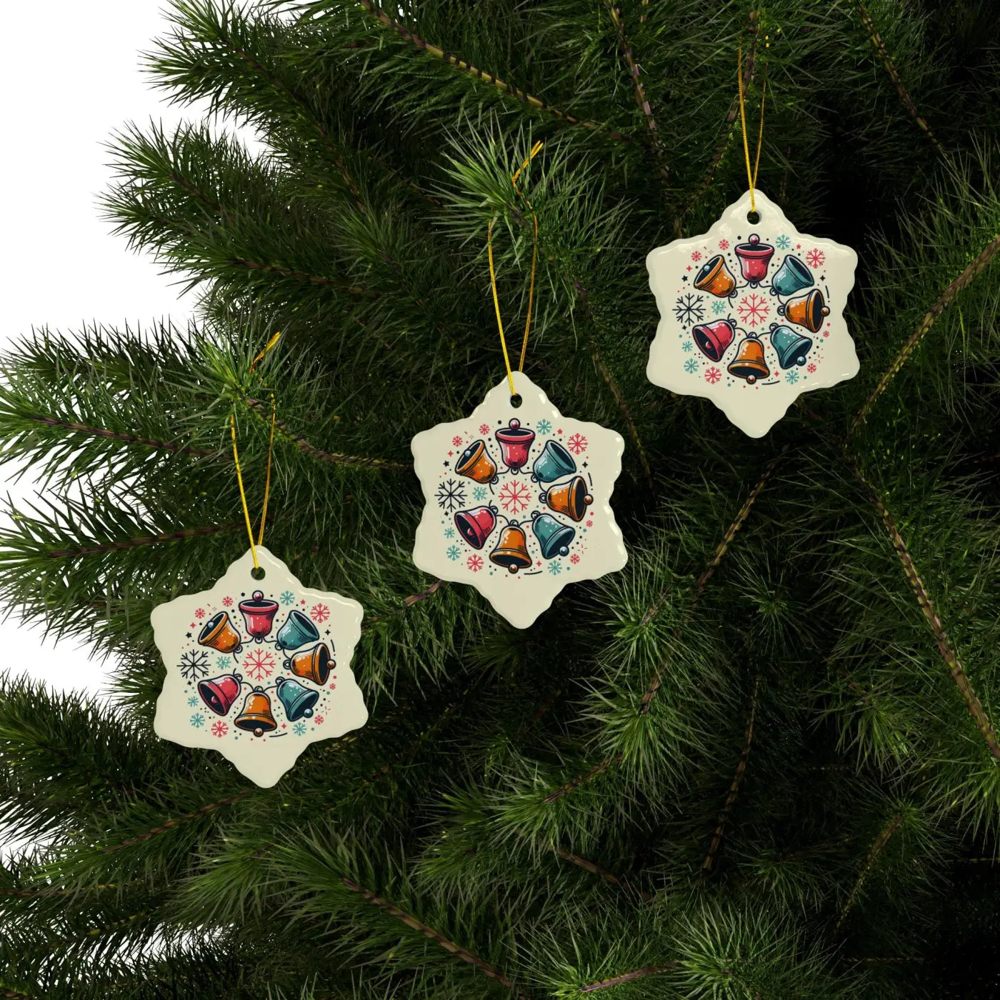 Festive Christmas Bells - Stylish Shapes Ceramic Set - DipaliZ
