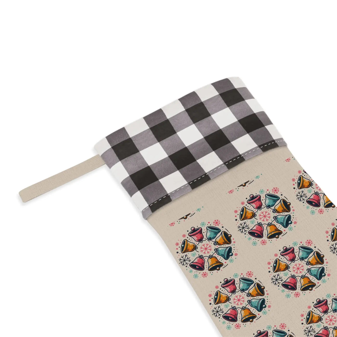 Eco-Friendly Christmas Stocking with Bells - Burlap Holiday - DipaliZ