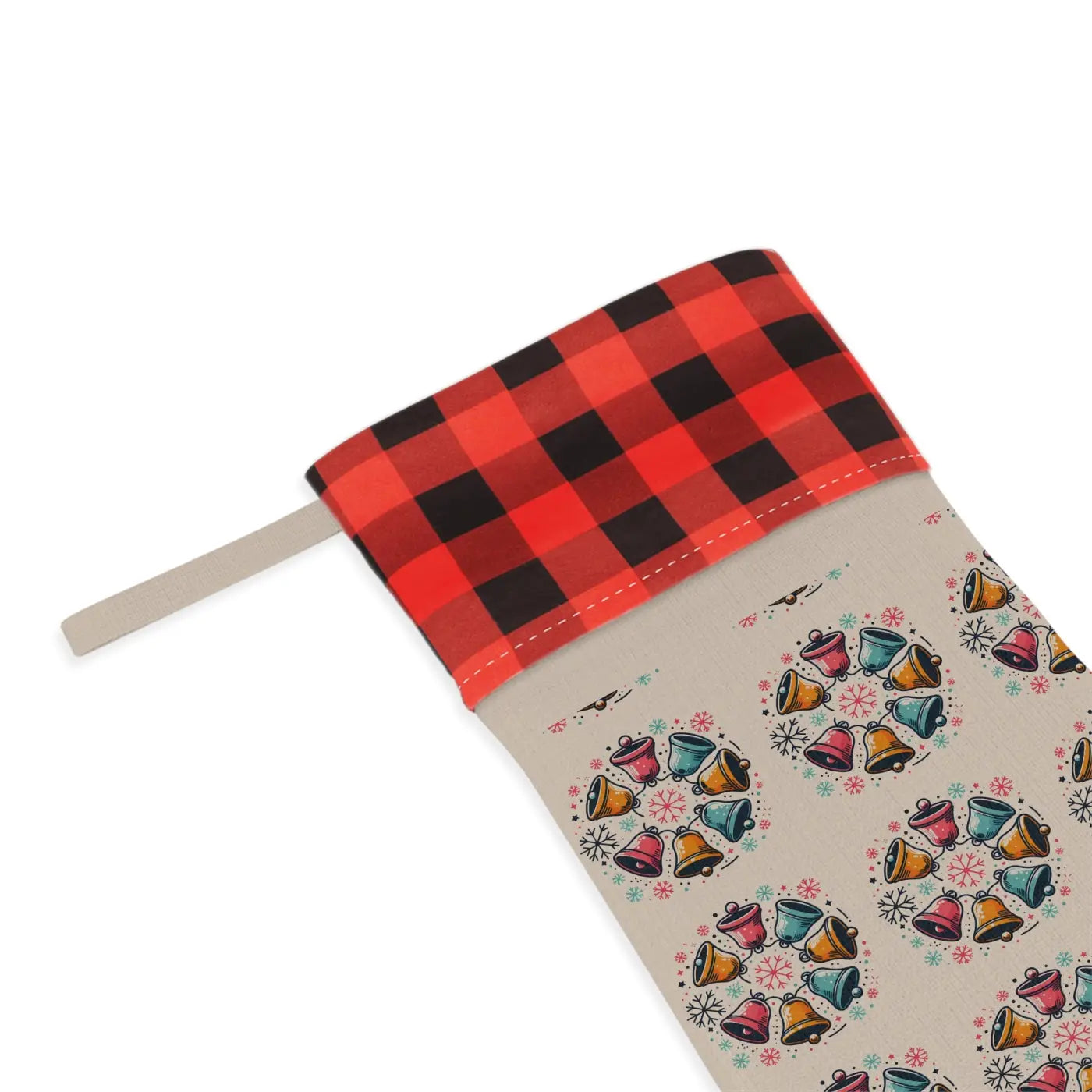 Eco-Friendly Christmas Stocking with Bells - Burlap Holiday - DipaliZ