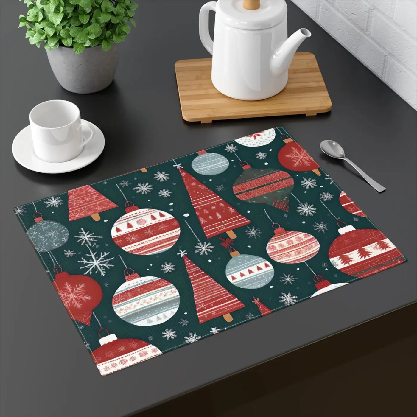 Festive Christmas Decorations Placemats - Double-Sided - DipaliZ
