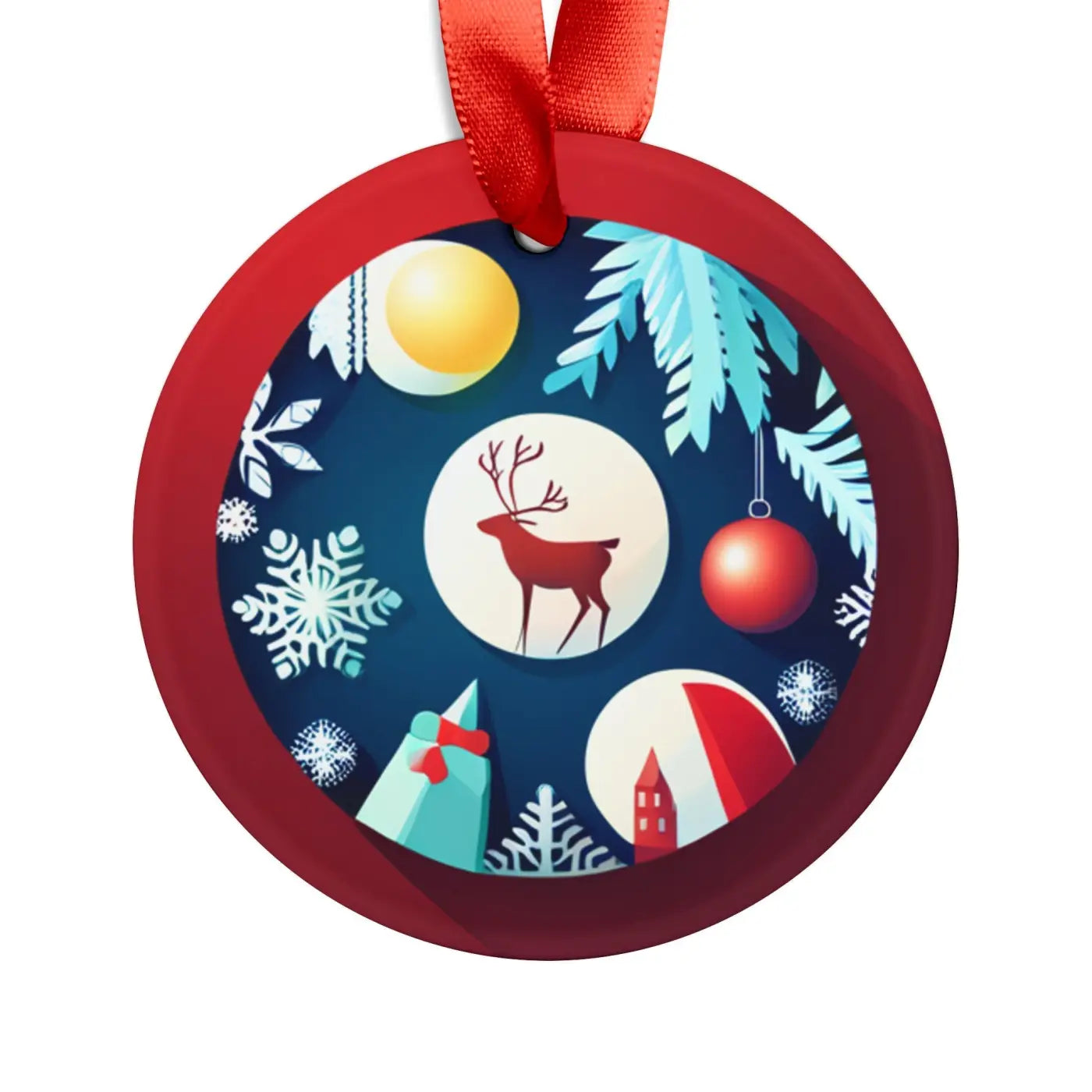 Glowing Acrylic Ornament - Christmas Decorations Winter Scene - DipaliZ