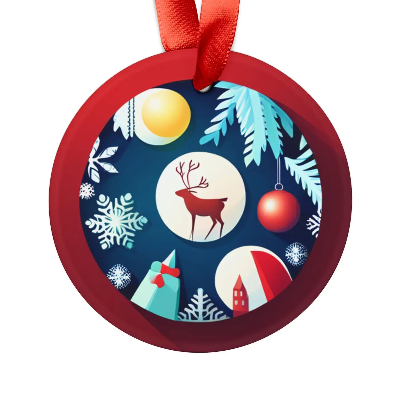 Glowing Acrylic Ornament - Christmas Decorations Winter Scene - DipaliZ