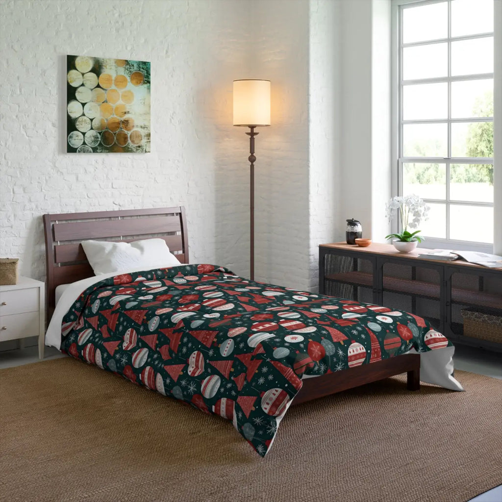Christmas Comforter - Festive Ornament Polyester Print - DipaliZ