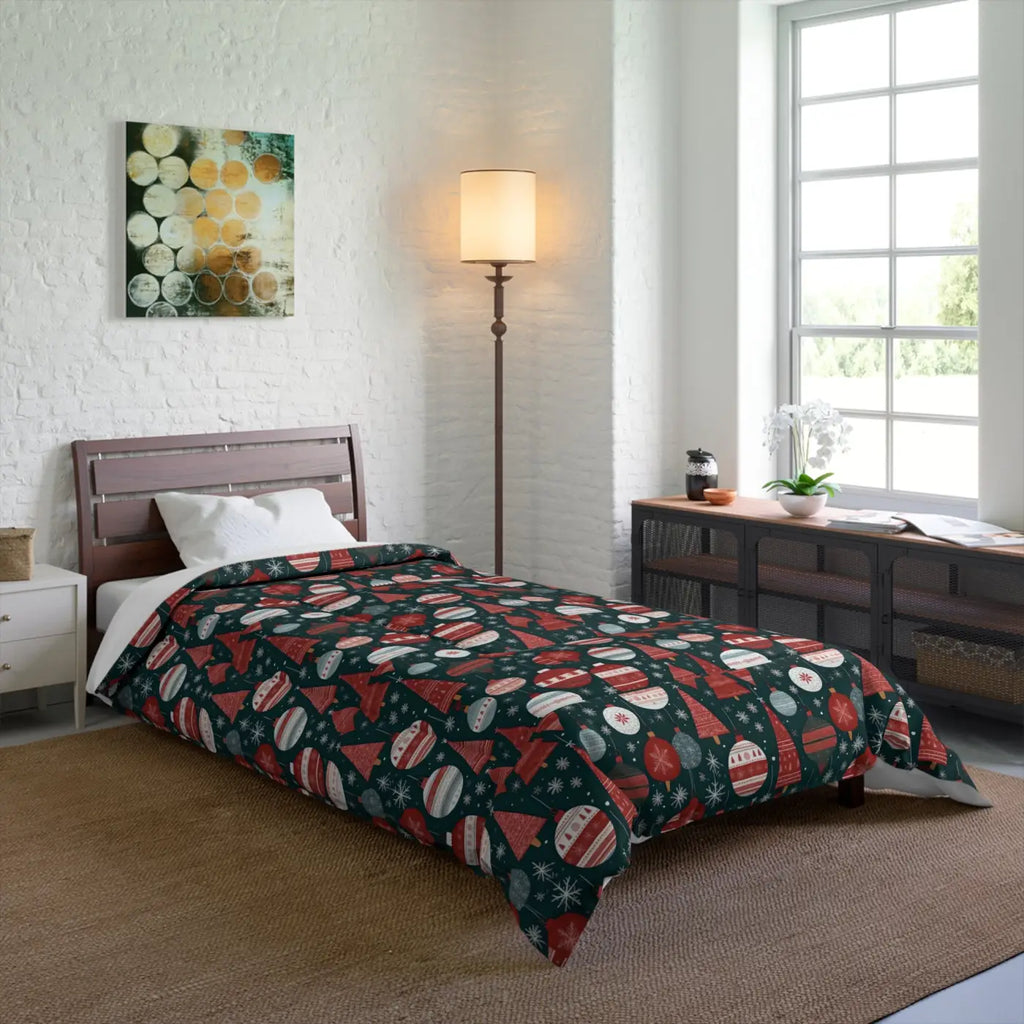 Christmas Comforter - Festive Ornament Polyester Print - DipaliZ