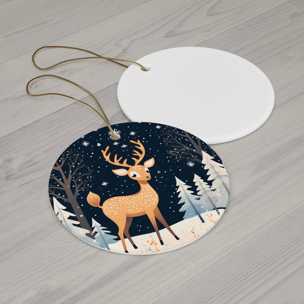 Timeless Christmas Reindeer Ceramic Ornament - Holiday Decor - DipaliZ