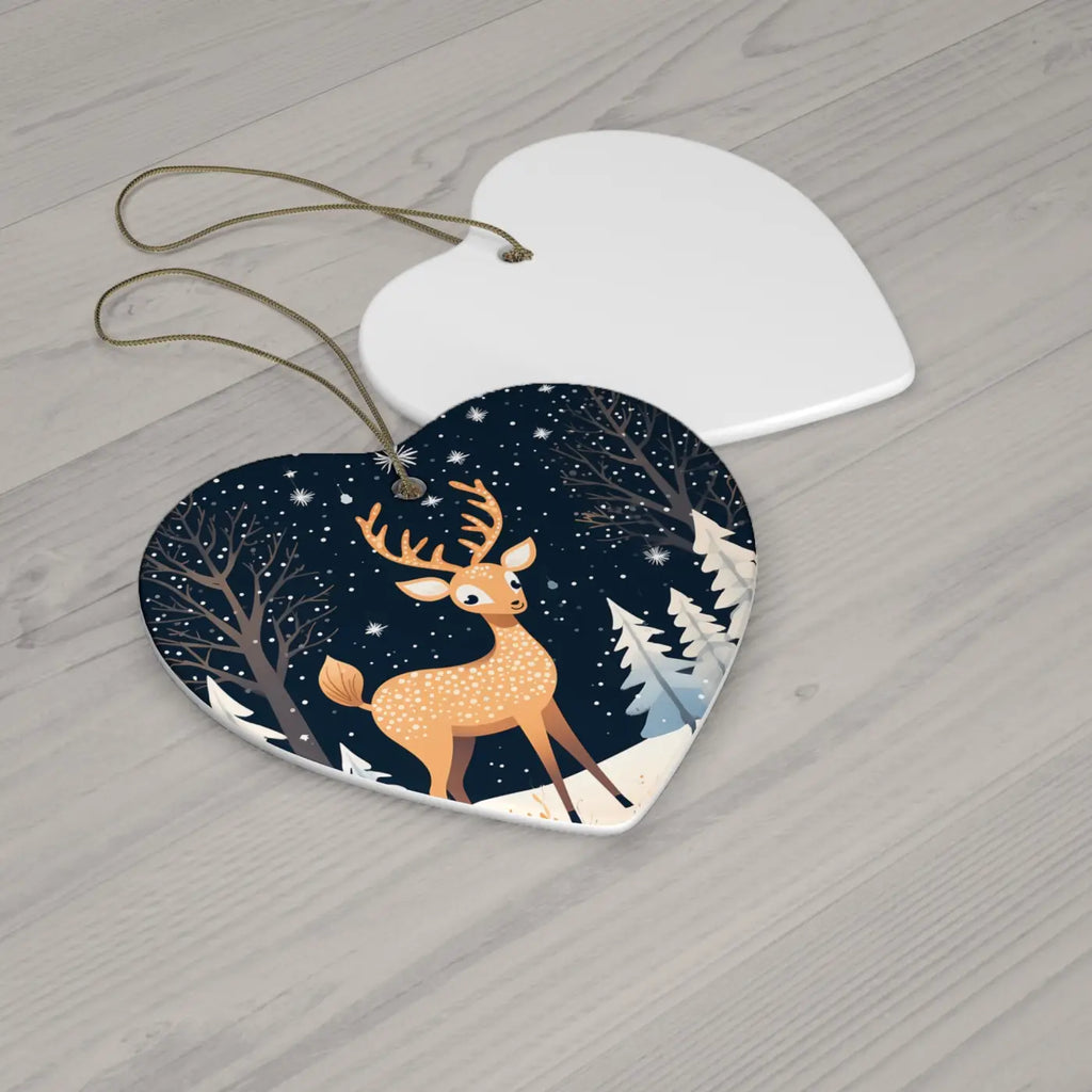 Timeless Christmas Reindeer Ceramic Ornament - Holiday Decor - DipaliZ