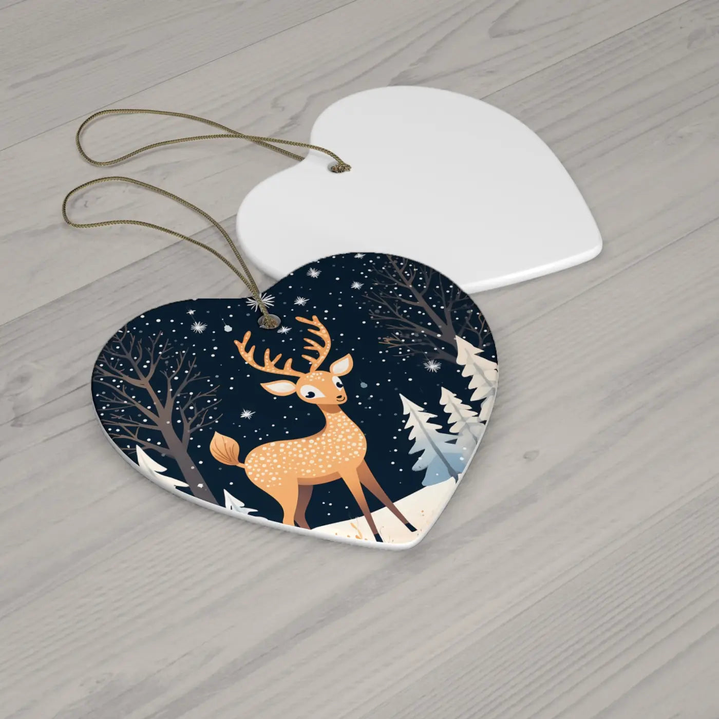 Timeless Christmas Reindeer Ceramic Ornament - Holiday Decor - DipaliZ