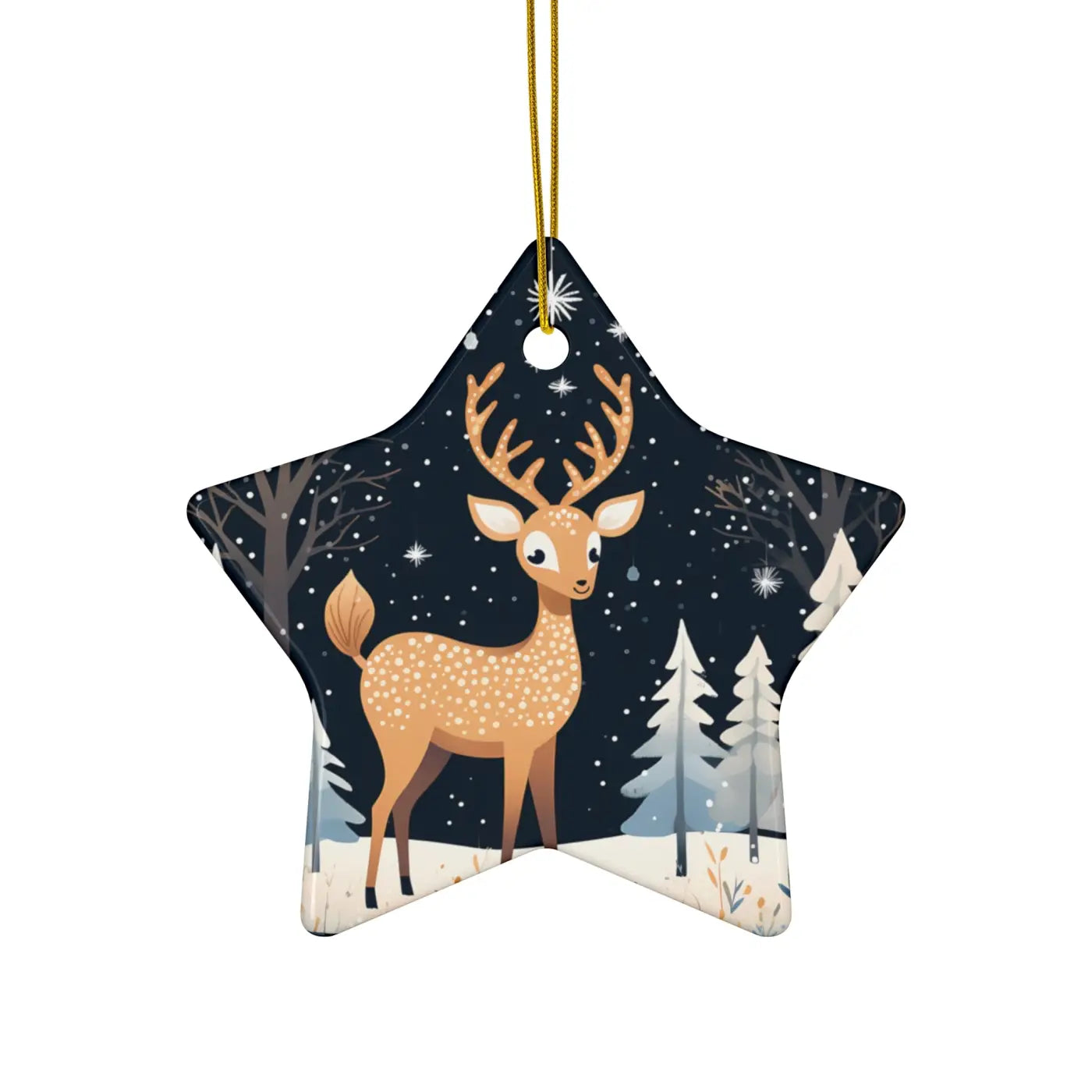 Timeless Christmas Reindeer Ceramic Ornament - Holiday Decor - DipaliZ