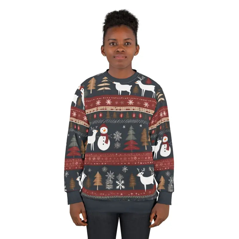 Christmas Reindeer Unisex Sweatshirt - Spruce Tree Holiday - DipaliZ