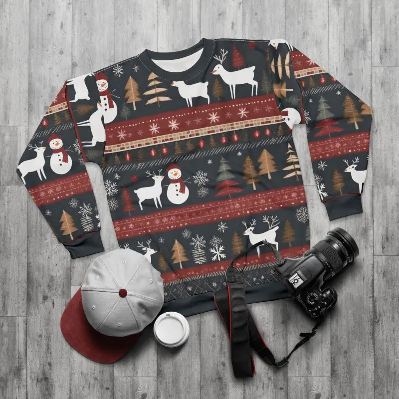 Christmas Reindeer Unisex Sweatshirt - Spruce Tree Holiday - DipaliZ