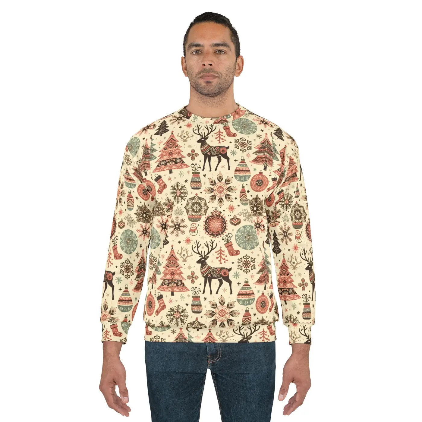 Unisex Christmas Sweatshirt - Festive Reindeer Design - DipaliZ