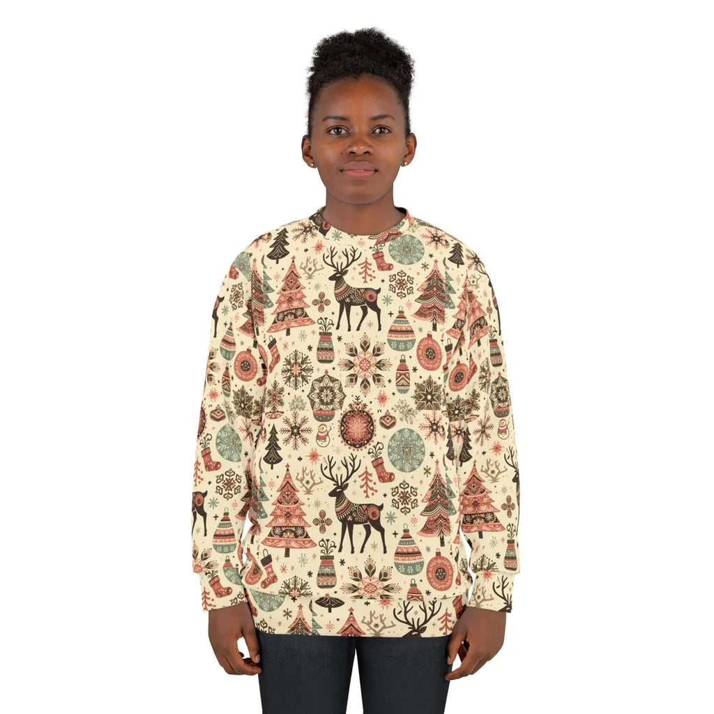 Unisex Christmas Sweatshirt - Festive Reindeer Design - DipaliZ