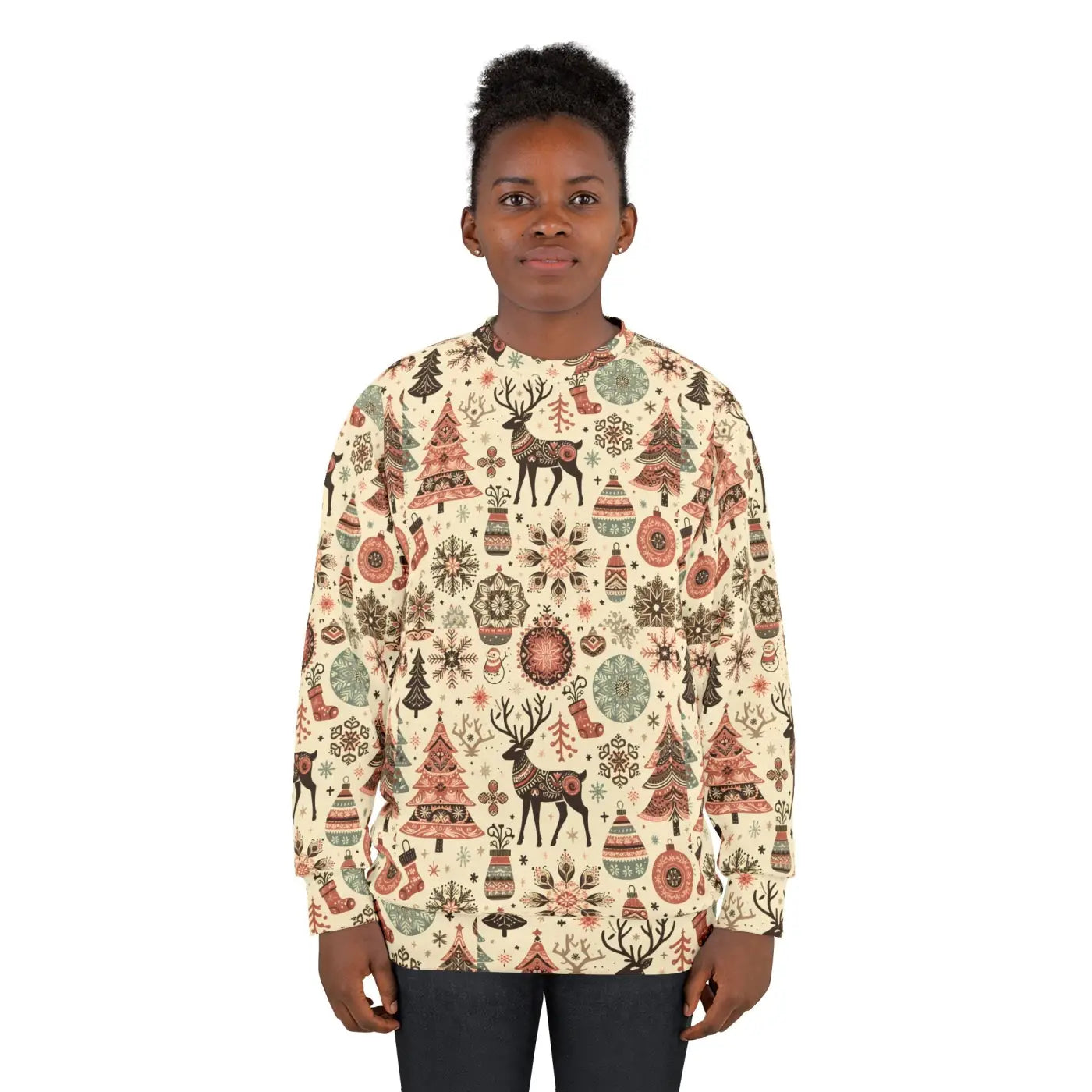 Unisex Christmas Sweatshirt - Festive Reindeer Design - DipaliZ