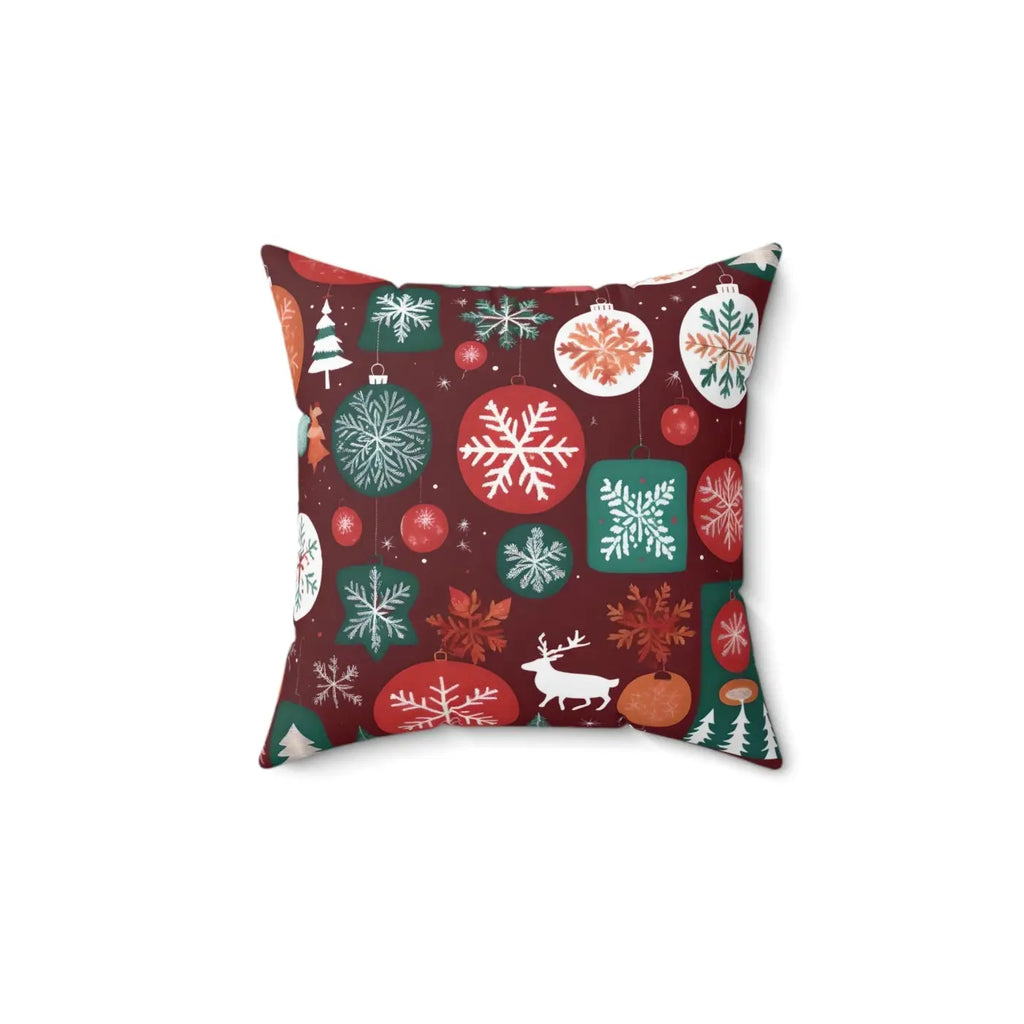 Cozy Polyester Square Pillow - Christmas Snowflakes - DipaliZ