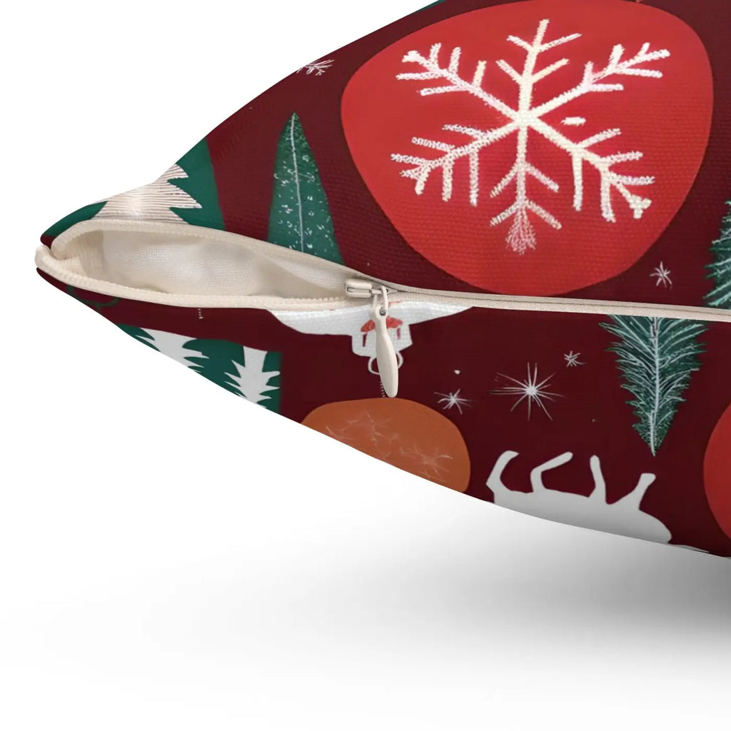 Cozy Polyester Square Pillow - Christmas Snowflakes - DipaliZ
