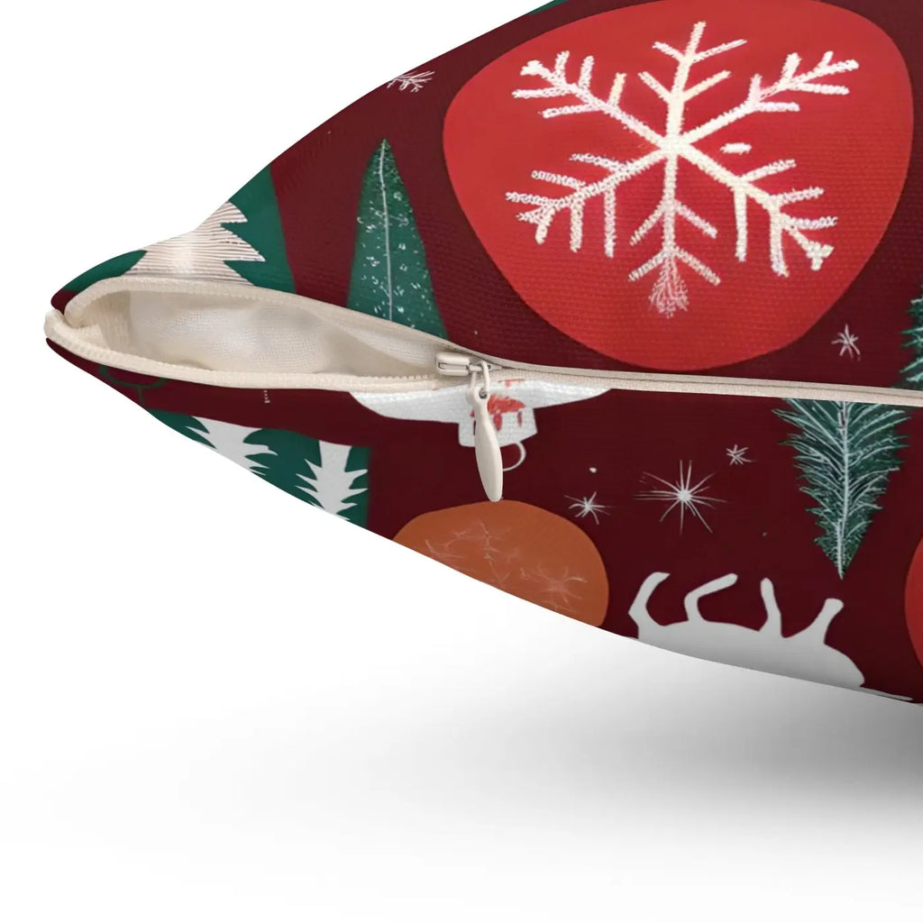 Cozy Polyester Square Pillow - Christmas Snowflakes - DipaliZ