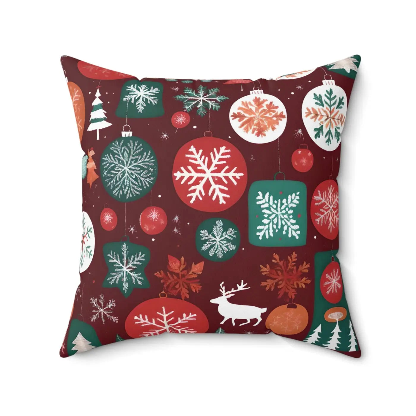 Cozy Polyester Square Pillow - Christmas Snowflakes - DipaliZ