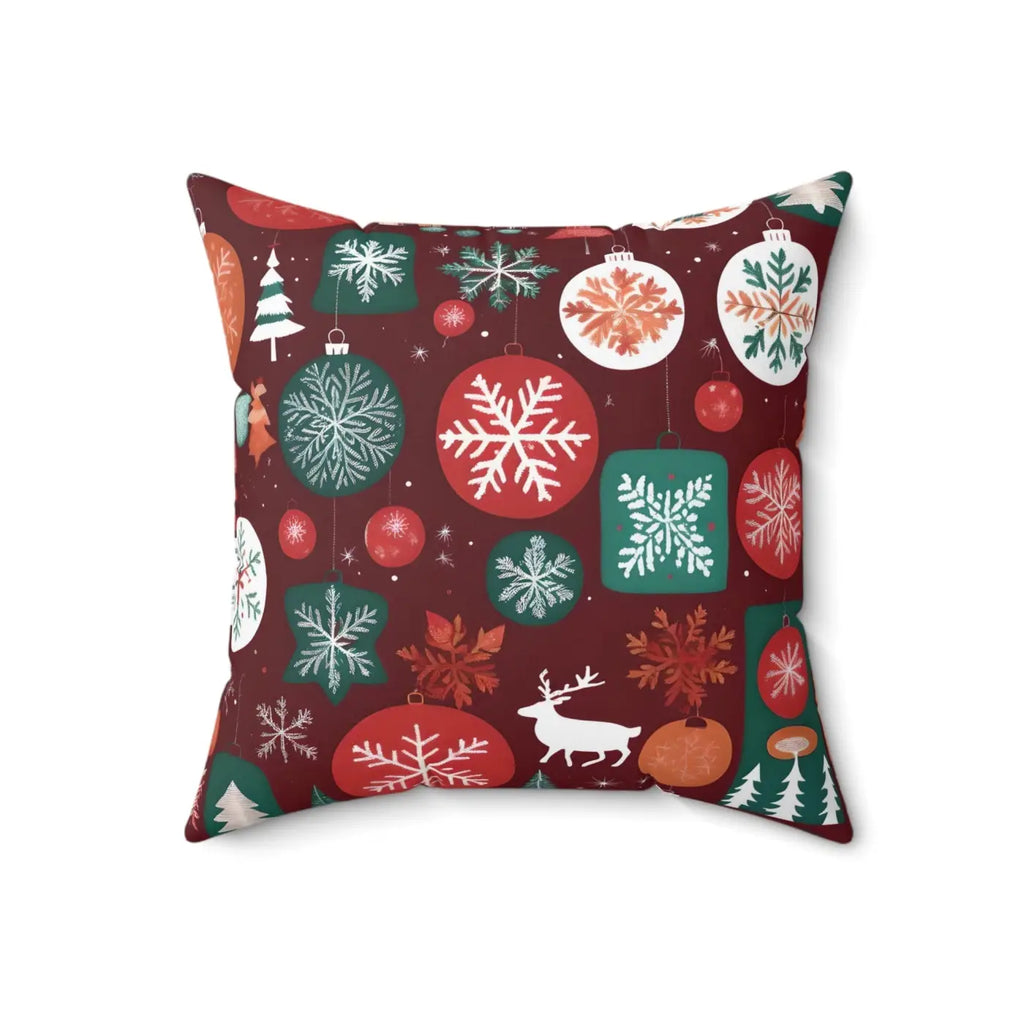 Cozy Polyester Square Pillow - Christmas Snowflakes - DipaliZ