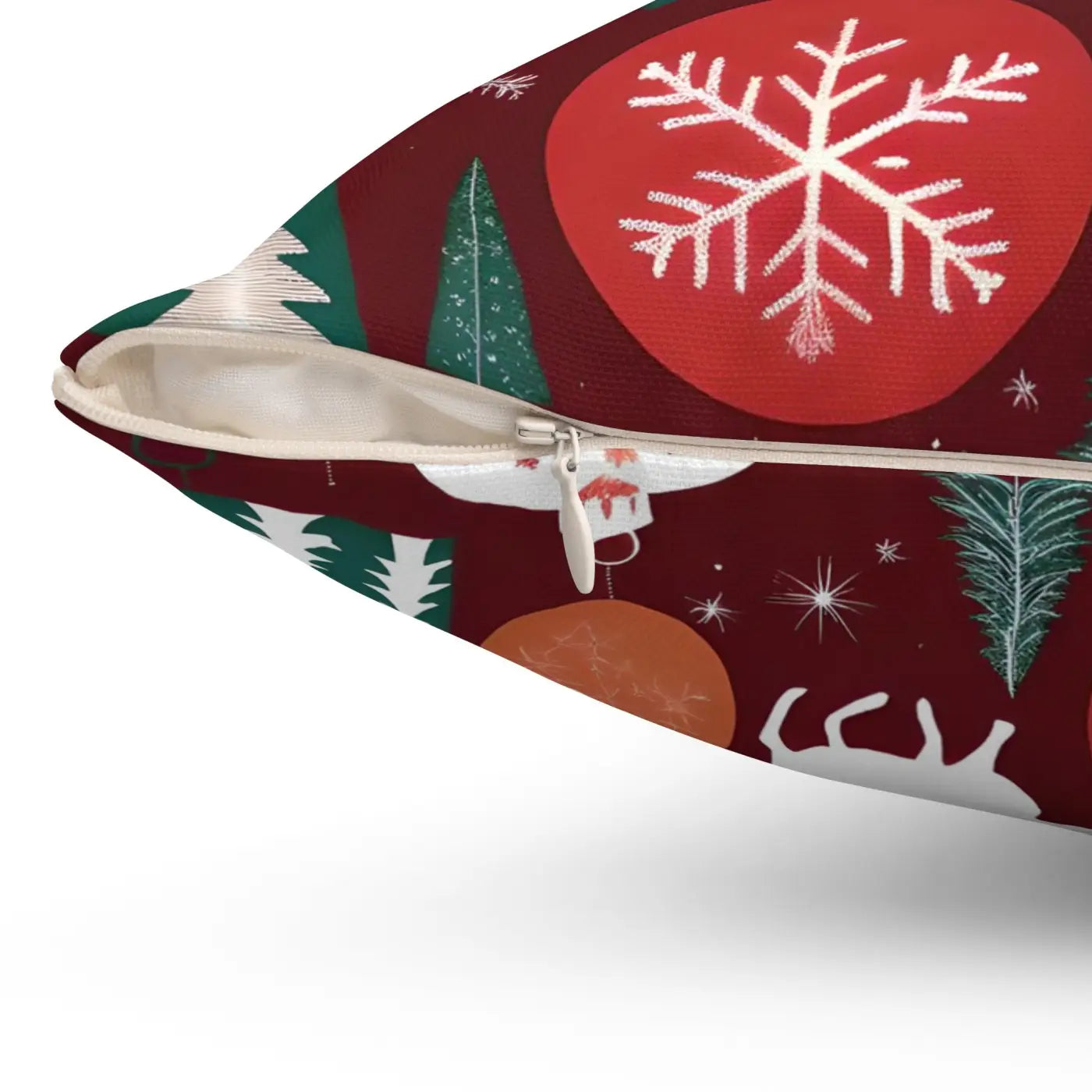 Cozy Polyester Square Pillow - Christmas Snowflakes - DipaliZ