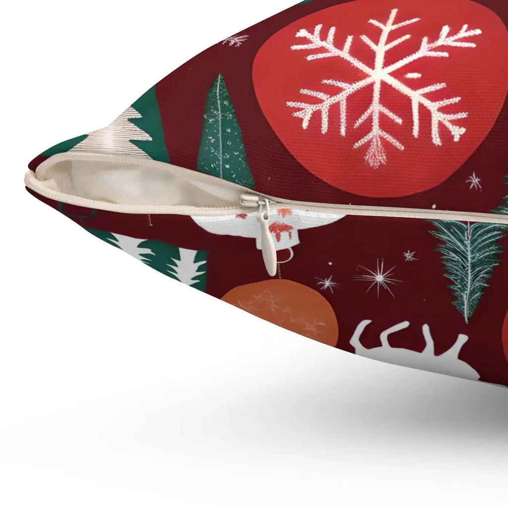 Cozy Polyester Square Pillow - Christmas Snowflakes - DipaliZ