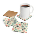 Festive Christmas Snowflake Corkwood Coaster Set - DipaliZ