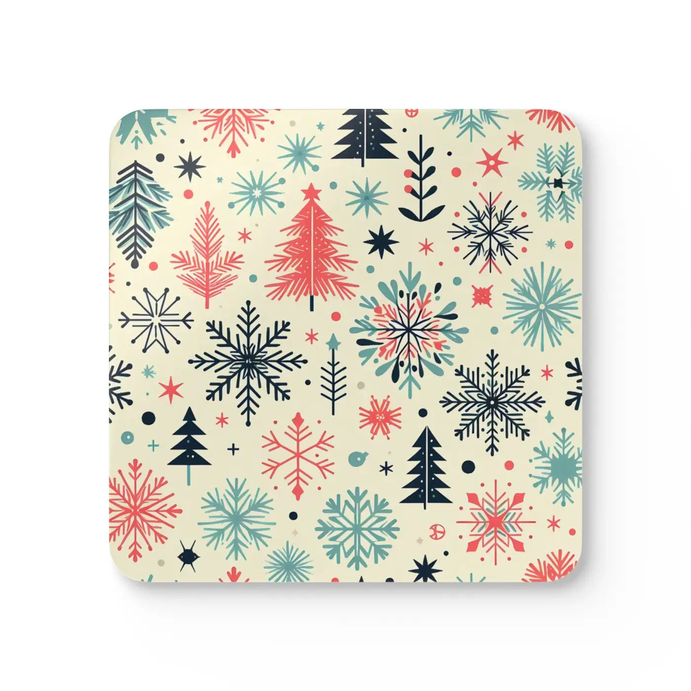 Festive Christmas Snowflake Corkwood Coaster Set - DipaliZ