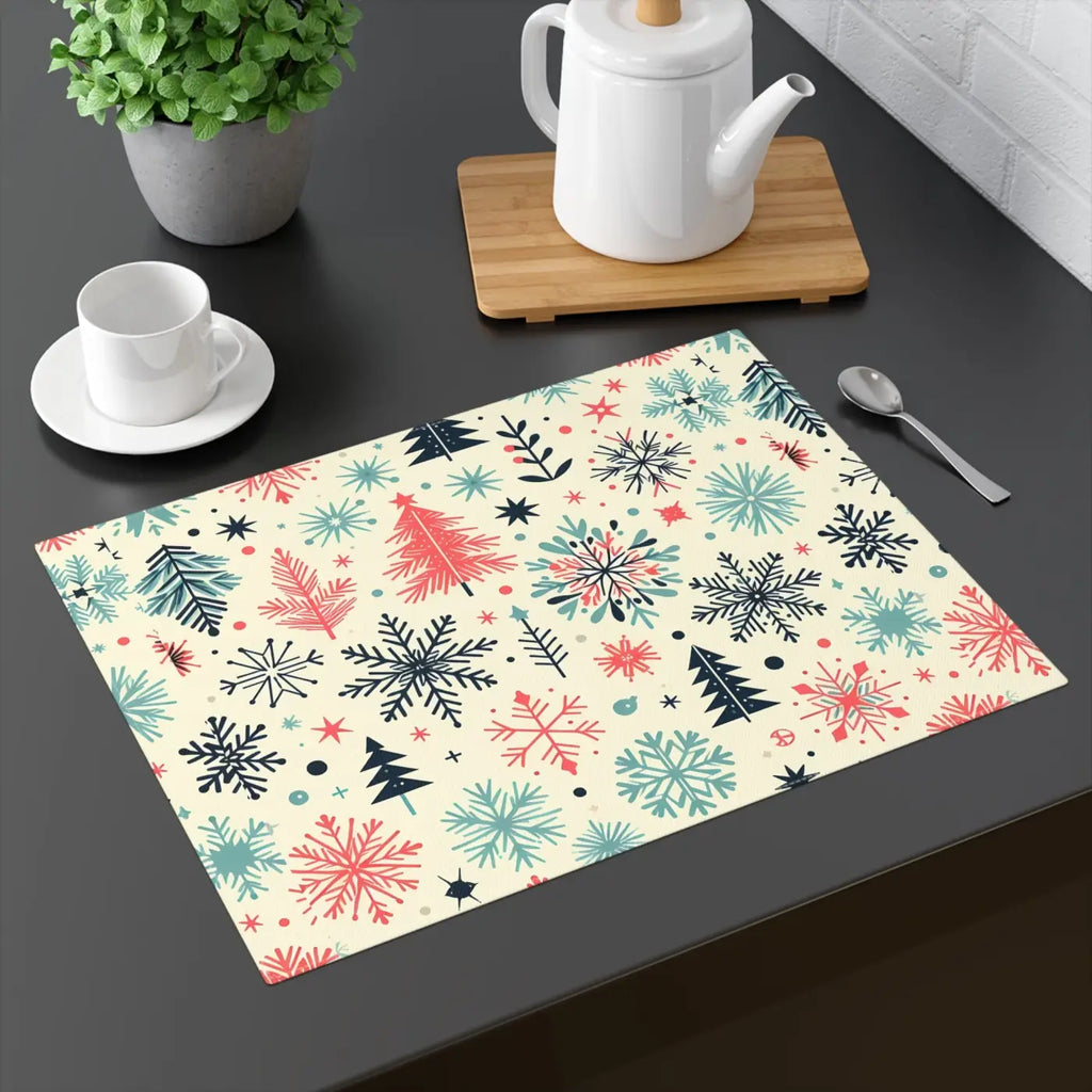 Enchanting Christmas Snowflakes Trees Cotton Placemats - DipaliZ