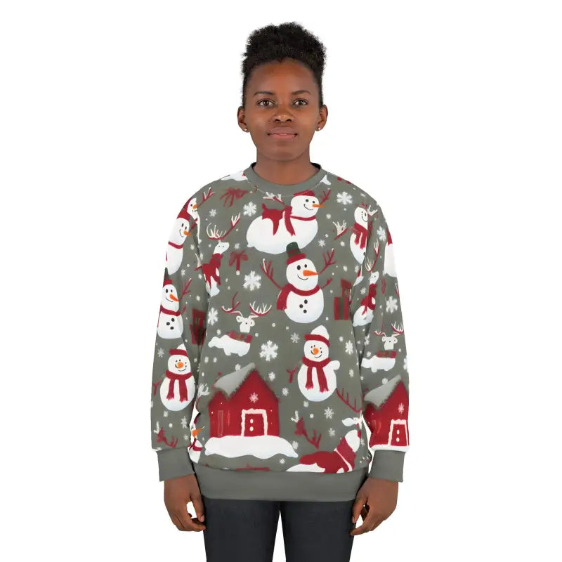 Christmas Snowman Unisex Sweatshirt - Custom Cut Holiday Style - DipaliZ