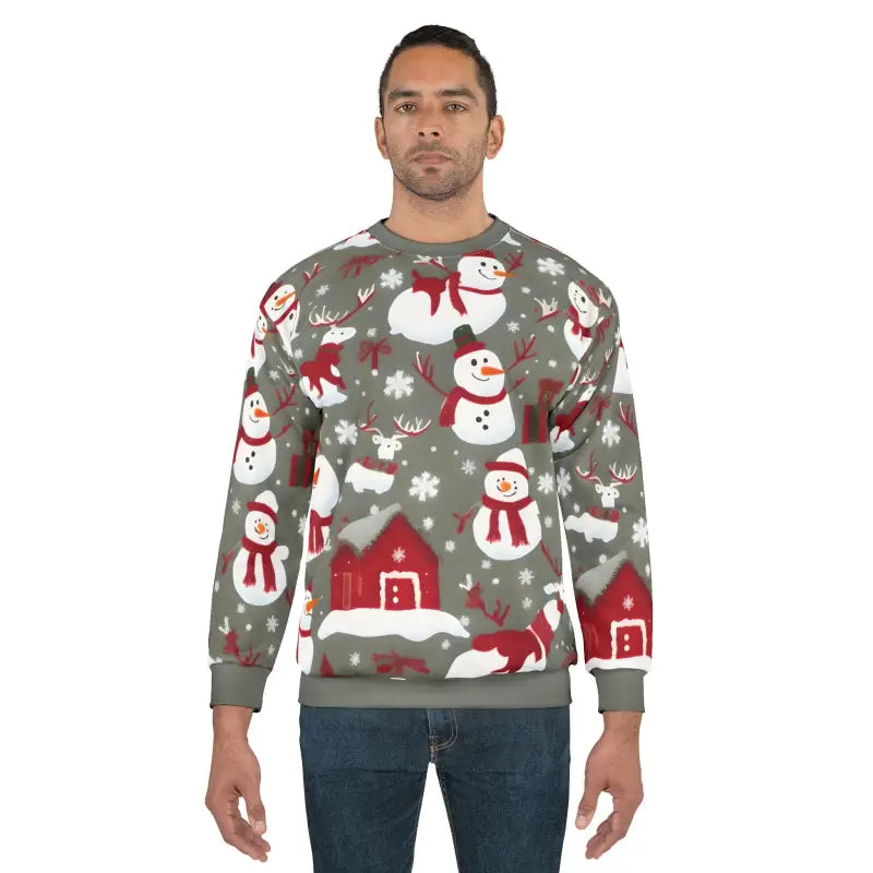 Christmas Snowman Unisex Sweatshirt - Custom Cut Holiday Style - DipaliZ