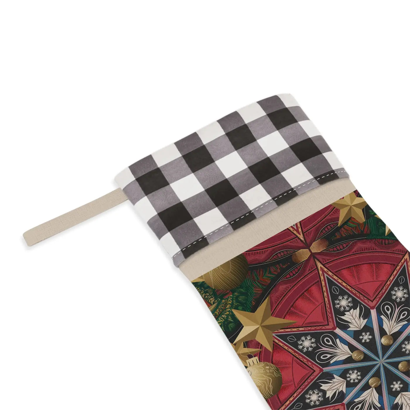Elegant Polyester Plaid Christmas Stocking - Holiday Cheer - DipaliZ