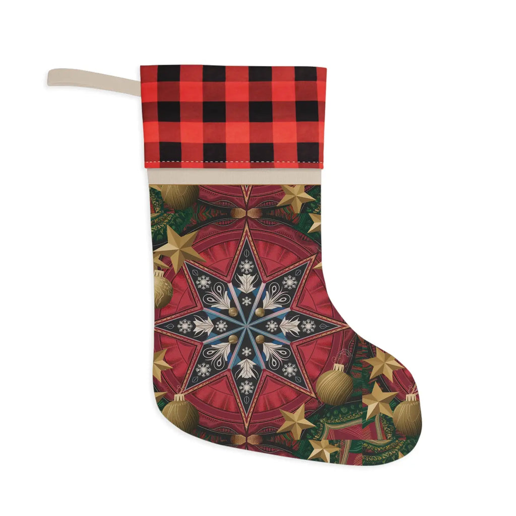 Elegant Polyester Plaid Christmas Stocking - Holiday Cheer - DipaliZ