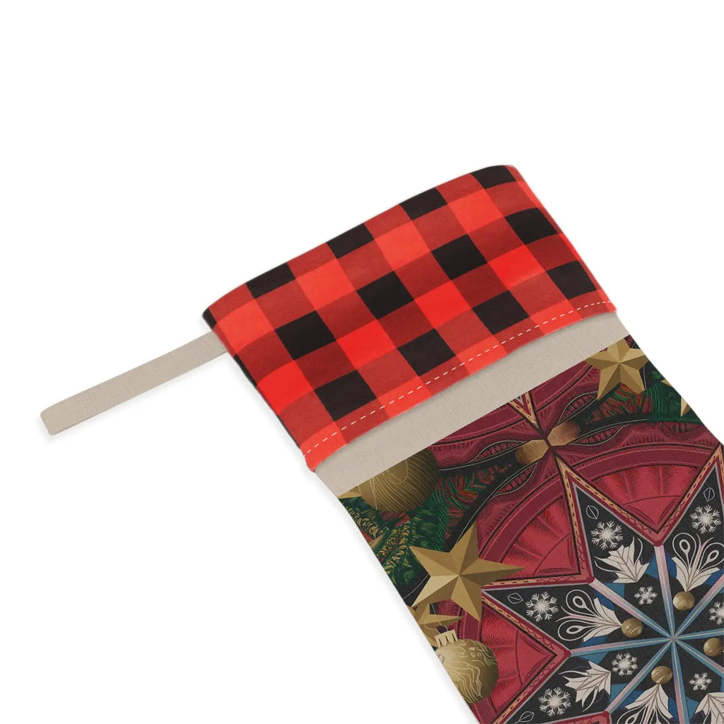 Elegant Polyester Plaid Christmas Stocking - Holiday Cheer - DipaliZ