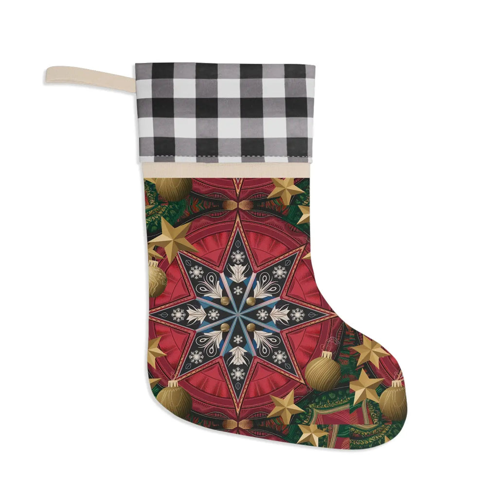 Elegant Polyester Plaid Christmas Stocking - Holiday Cheer - DipaliZ