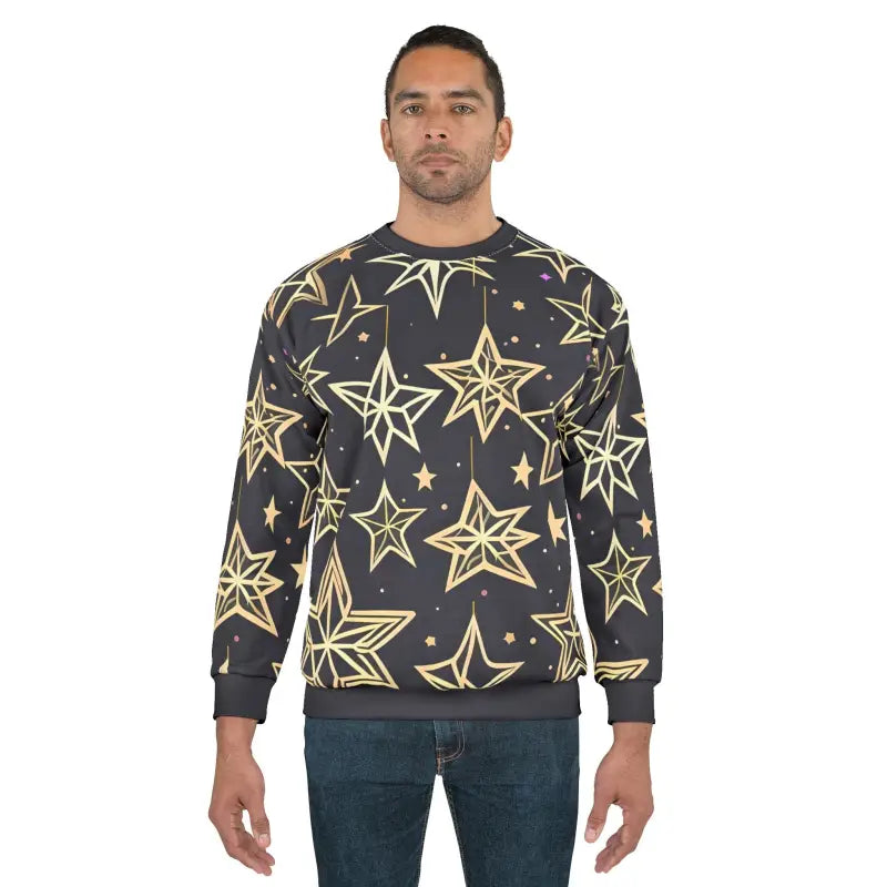 Christmas Stars Unisex Sweatshirt - Custom Cut Holiday - DipaliZ