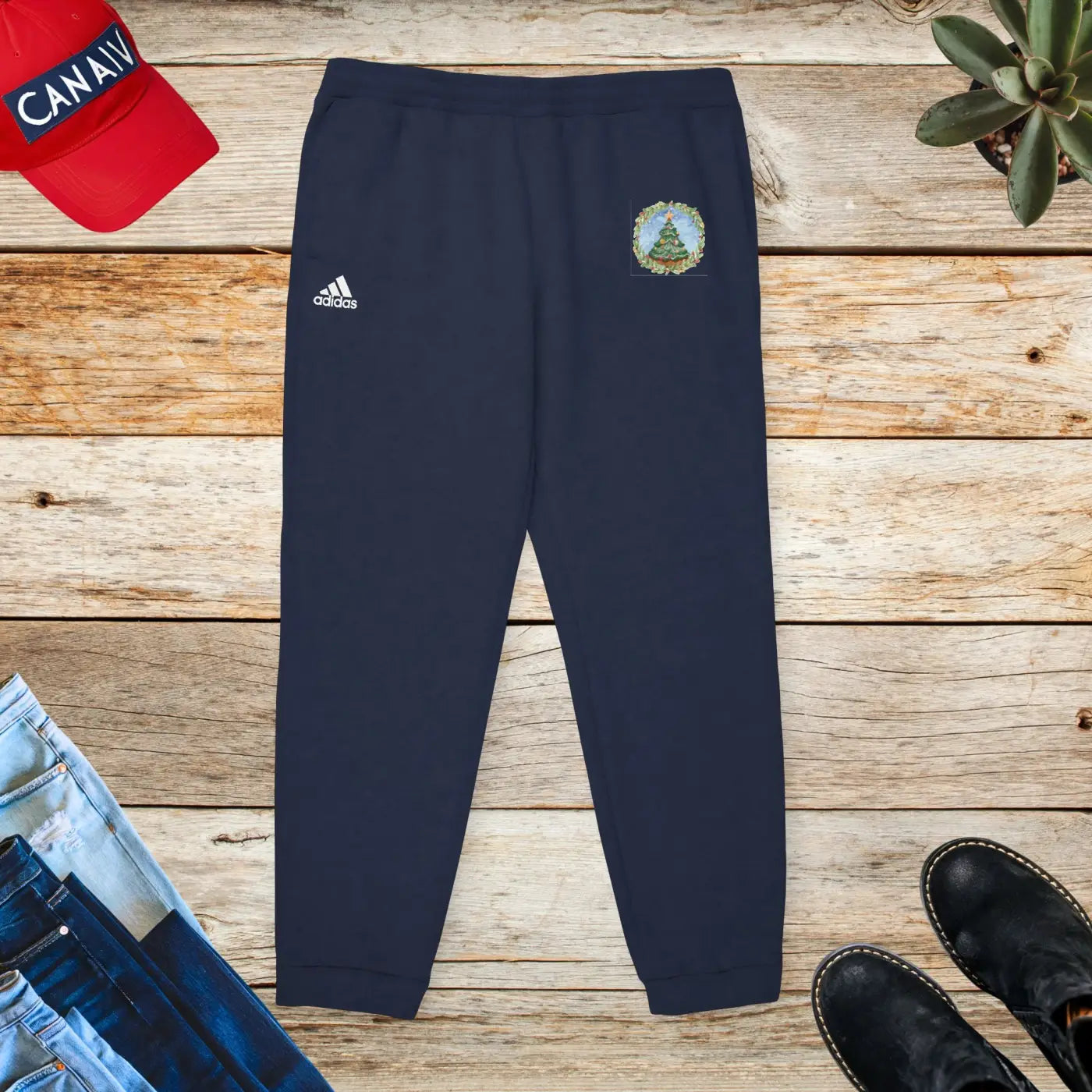 Cozy Christmas Tree Adidas Fleece Joggers - Unisex - DipaliZ