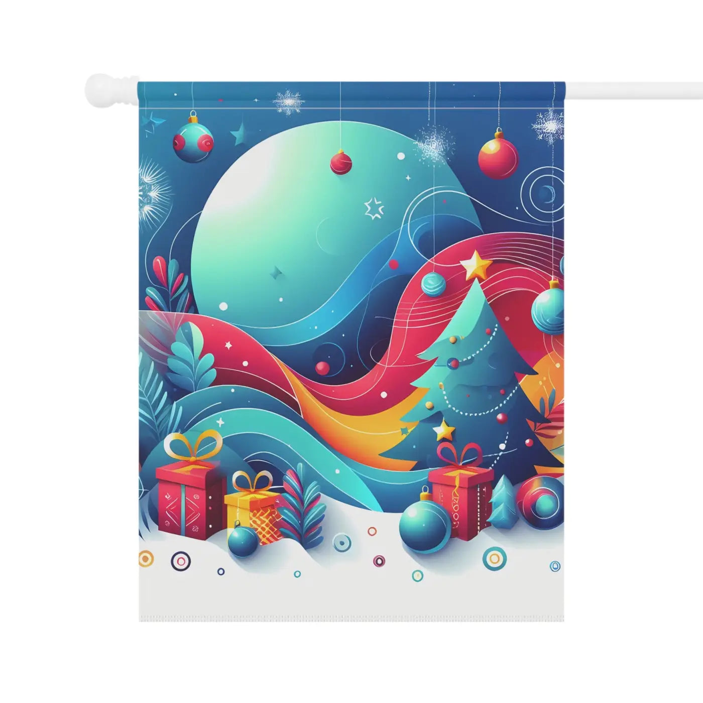 Festive Christmas Tree Banner - Poly Poplin Canvas Fabric - DipaliZ