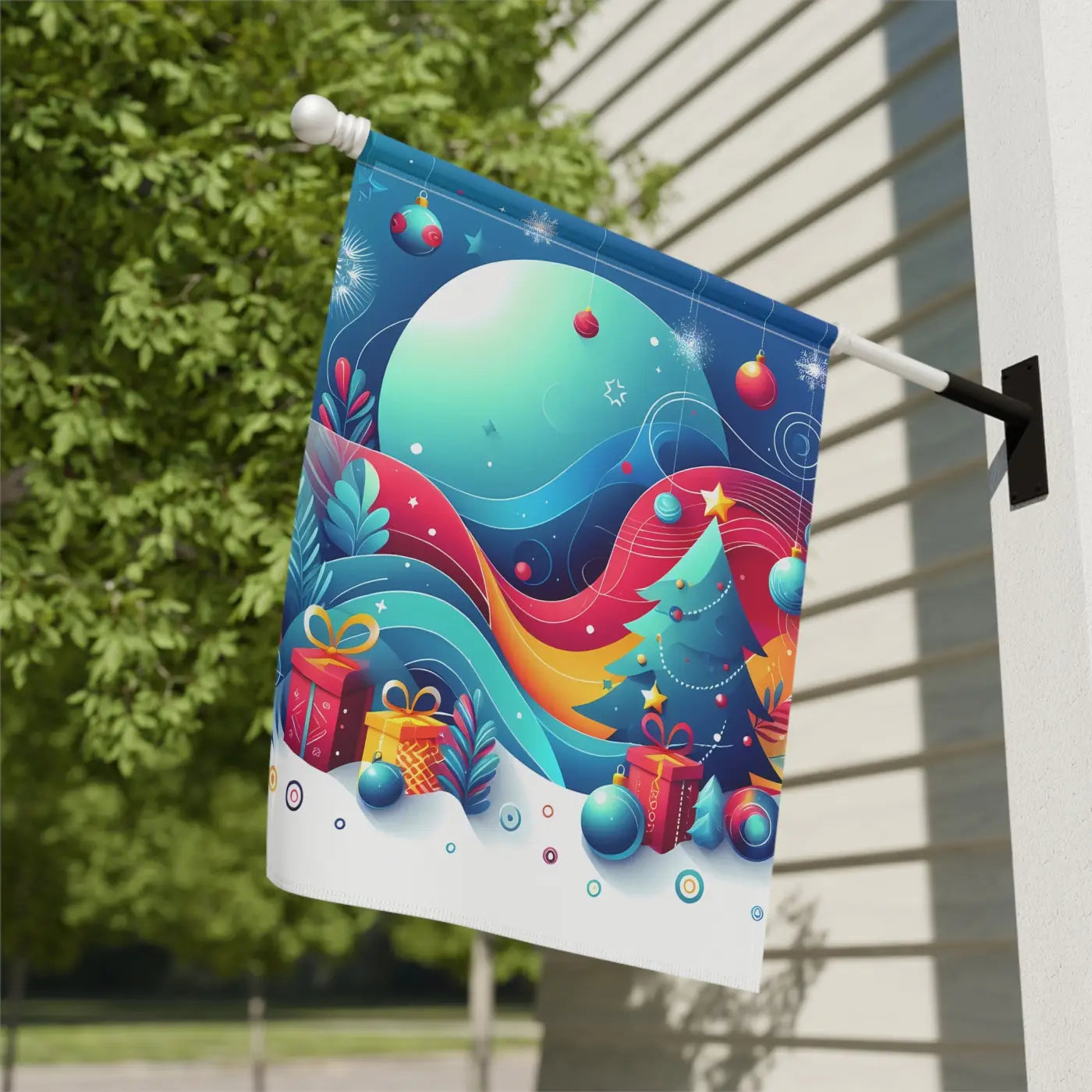 Festive Christmas Tree Banner - Poly Poplin Canvas Fabric - DipaliZ