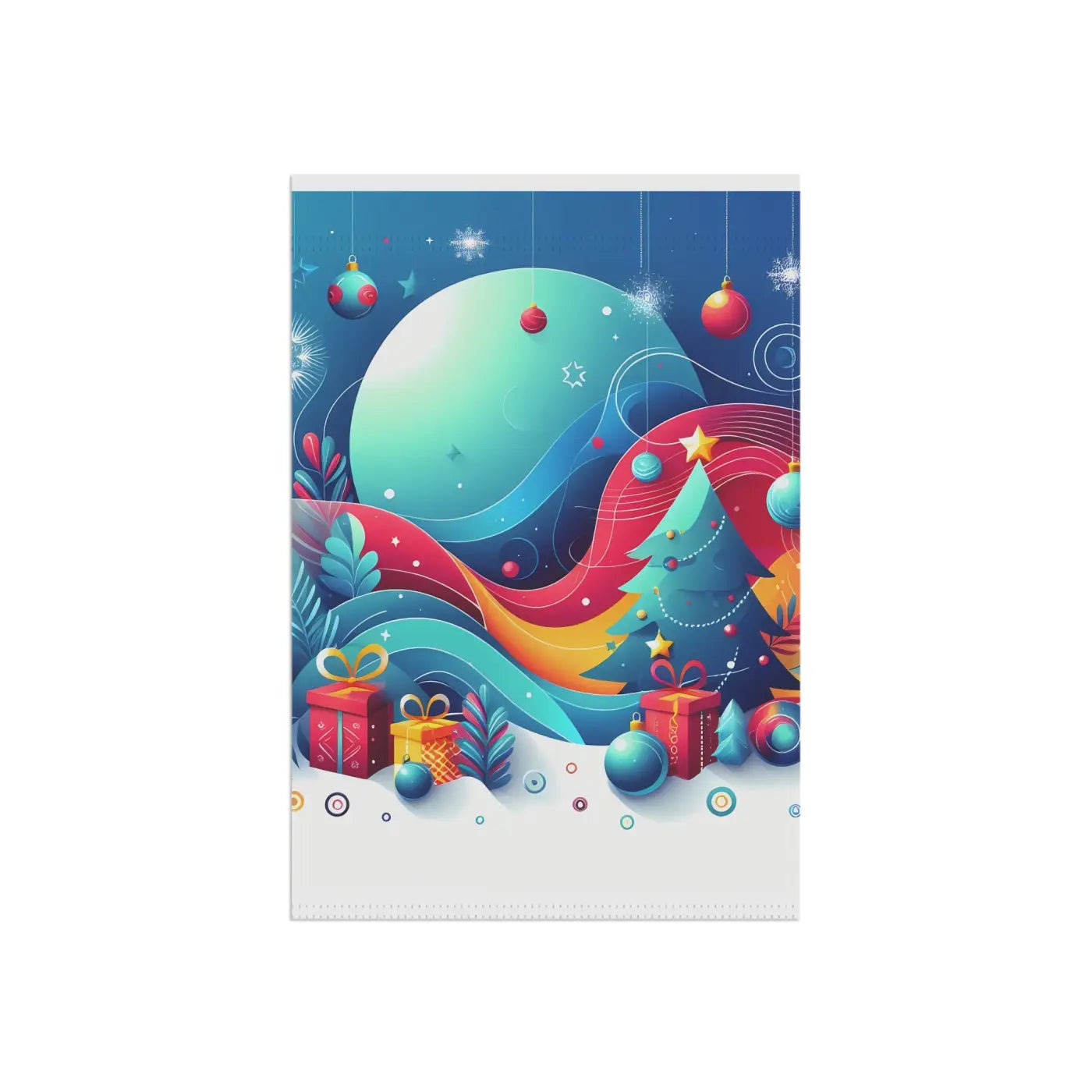 Festive Christmas Tree Banner - Poly Poplin Canvas Fabric - DipaliZ